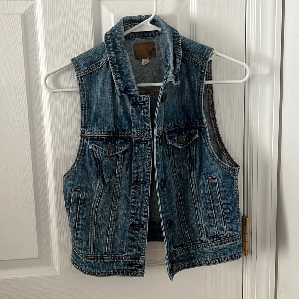 American Eagle jean jacket vest